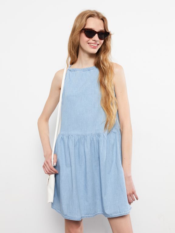Halter Neck Straight Strap A-Line Women's Rodeo Jean Dress