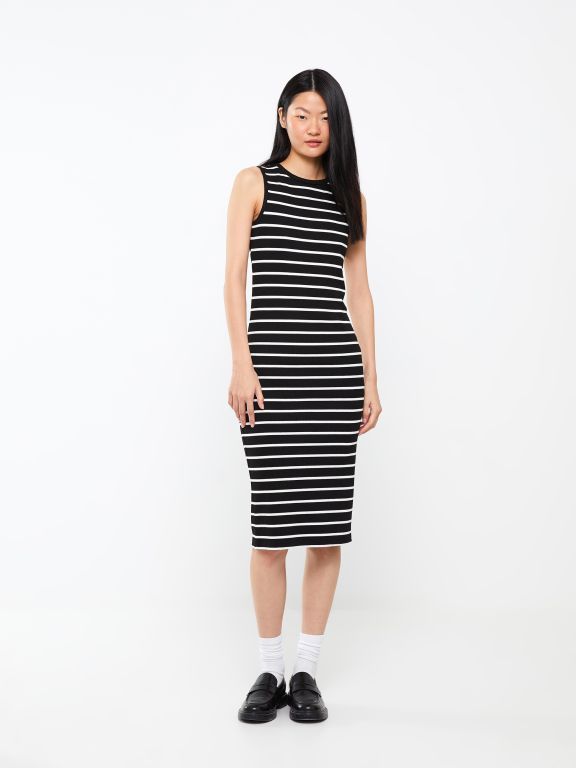 Crew Neck Striped Women's Dress