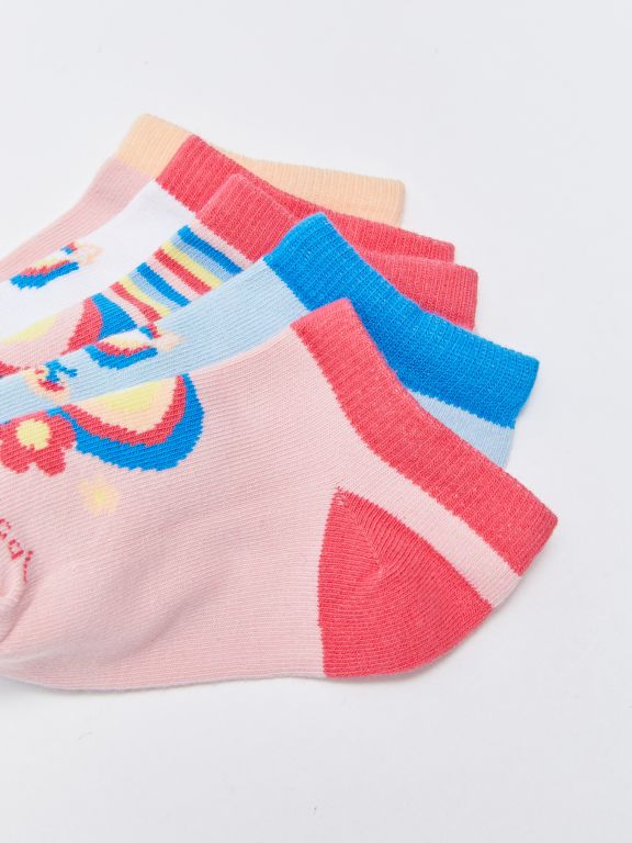 Patterned Girl Booties Socks 5-Pack
