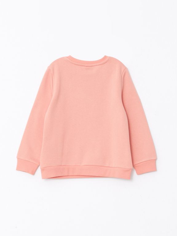 Crew Neck Printed Reversible Sequined Long Sleeve Girl's Sweatshirt