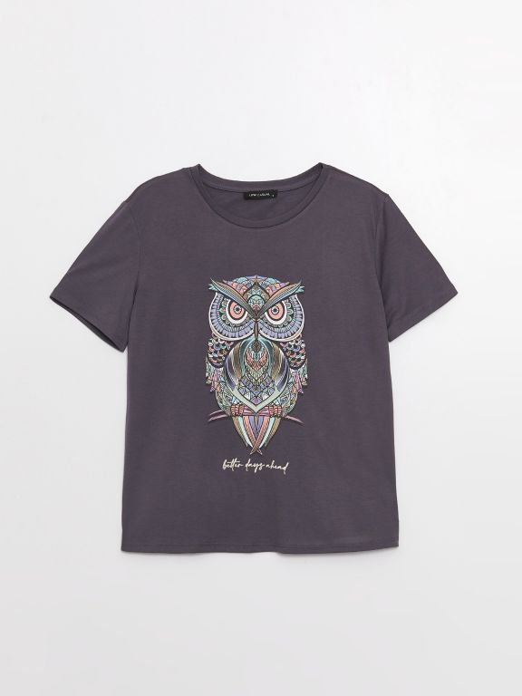 Women's Crew Neck Printed Short Sleeve T-Shirt