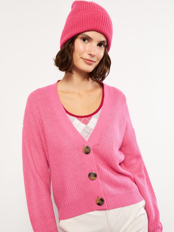 V Neck Regular Long Sleeve Women's Tricot Cardigan