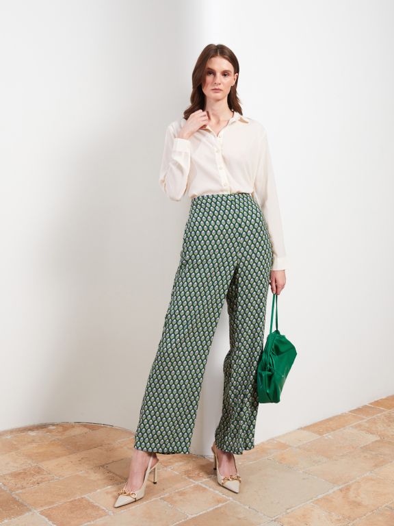 Patterned Viscose Women's Trousers