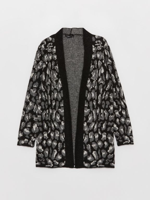 Shawl Collar Patterned Long Sleeve Oversize Women's Knitwear Cardigan
