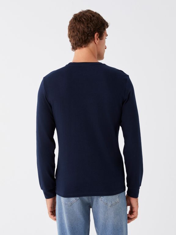 Crew Neck Long Sleeve Printed Men's Sweatshirt