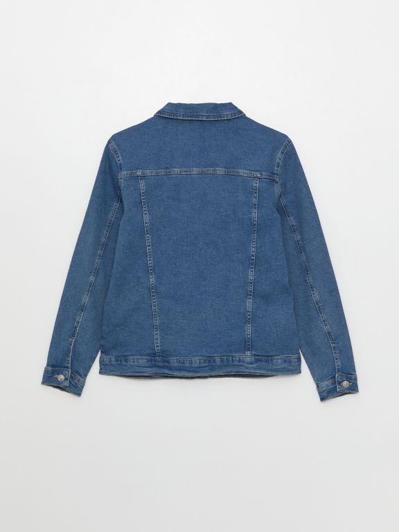 Shirt Collar Long Sleeve Women's Jean Jacket