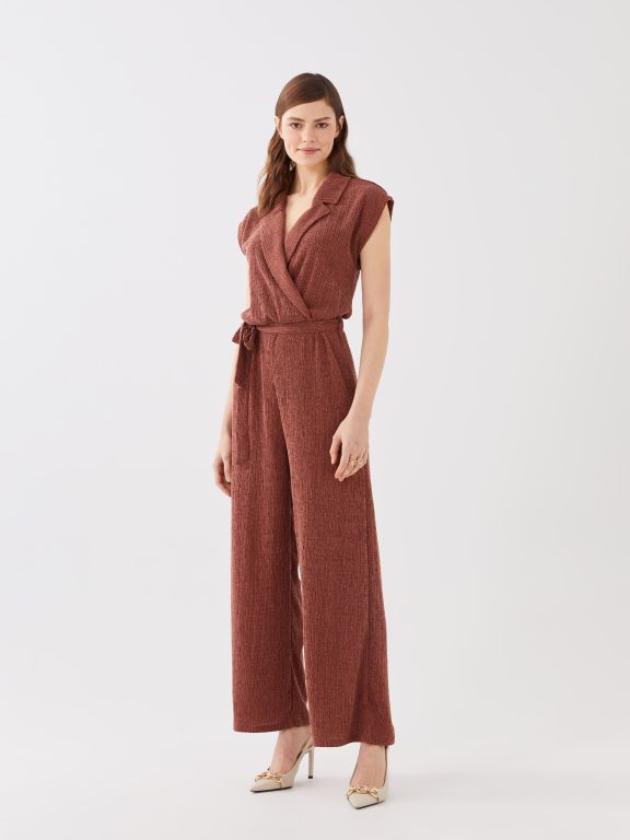 Women's Double Breasted Collar Straight Jumpsuit