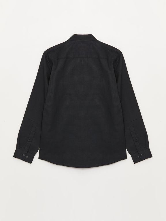 Slim Fit Long Sleeve Dobby Weave Men's Shirt