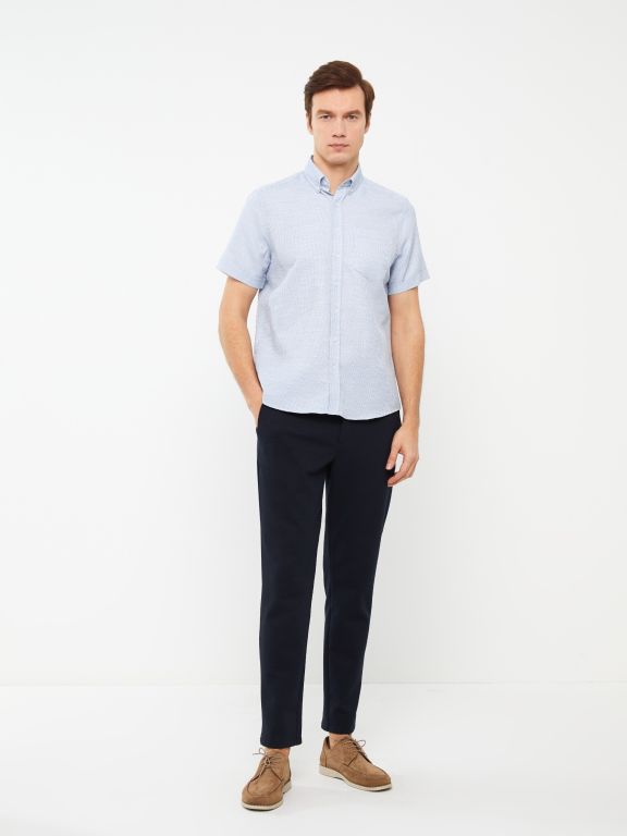 Regular Fit Men's Short Sleeve Dobby Shirt