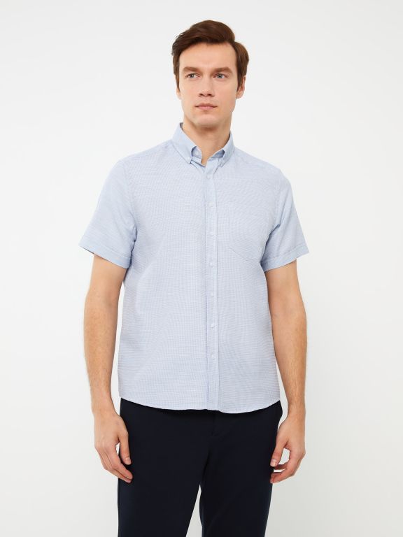 Regular Fit Men's Short Sleeve Dobby Shirt