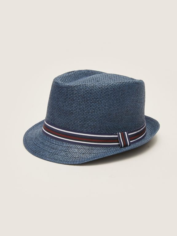 Piping Detailed Straw Men's Fedora Hat