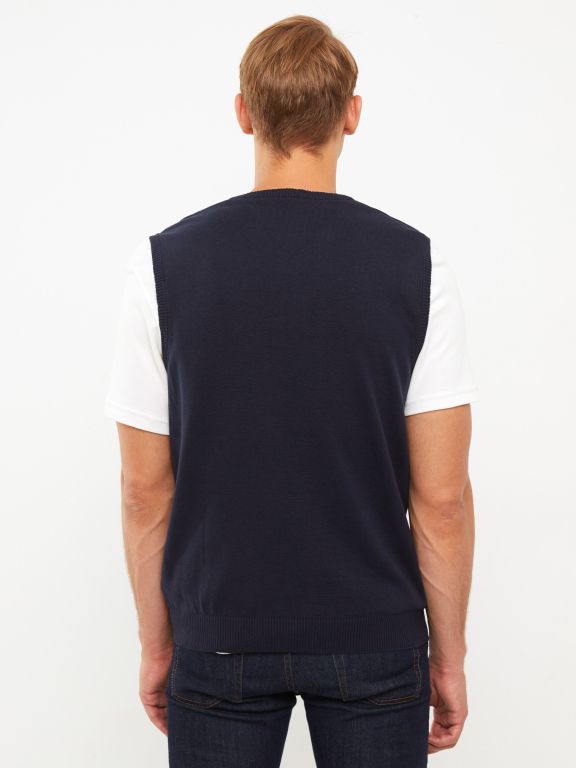Standard Fit V Neck Men's Tricot Sweater