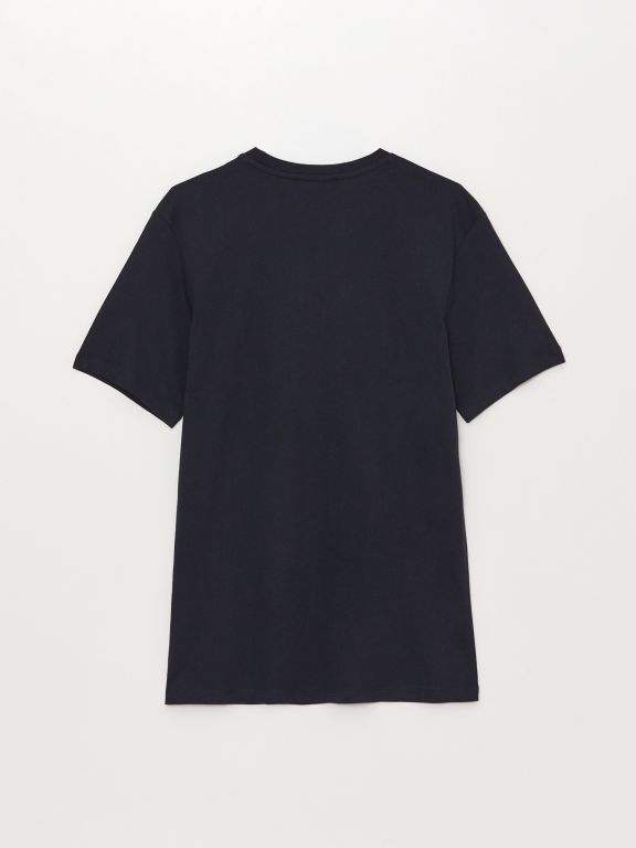 Crew Neck Short Sleeve Printed Combed Cotton Men's T-shirt