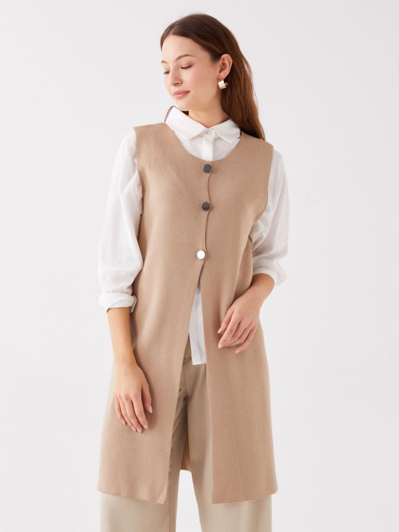 Women's Crew Neck Regular Tricot Vest