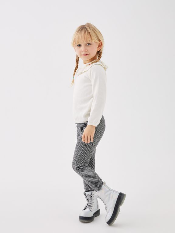Elastic Waist Self Patterned Baby Girl Tights