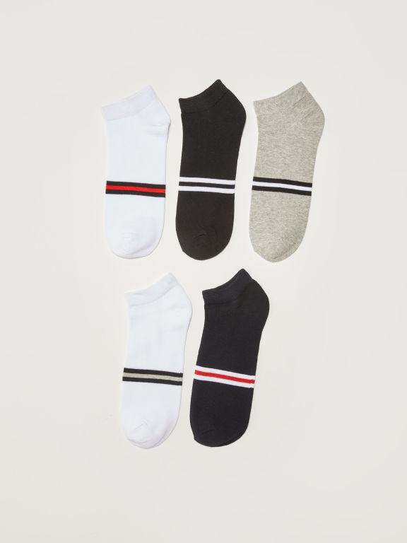 Striped Men's Booties Socks 5 Pack