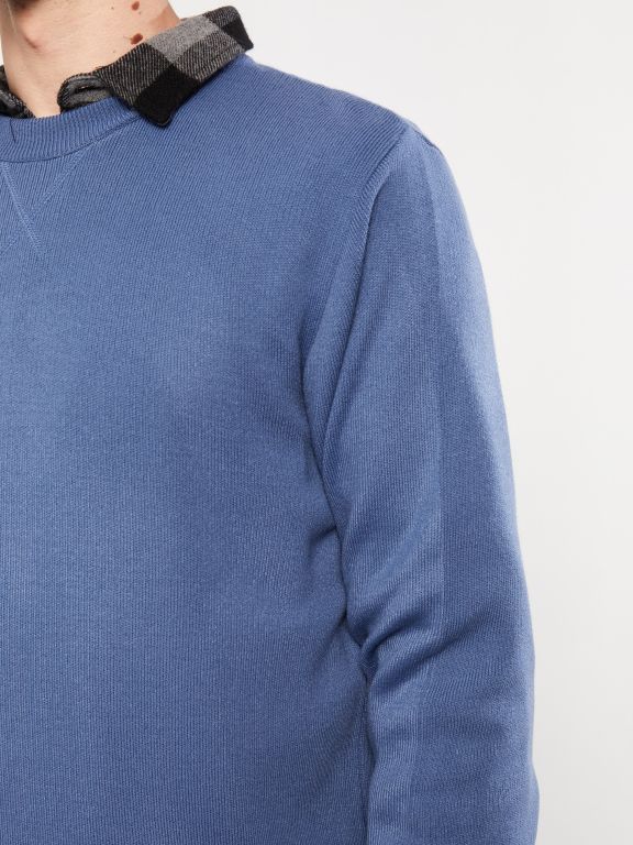 Crew Neck Long Sleeve Men's Tricot Sweater