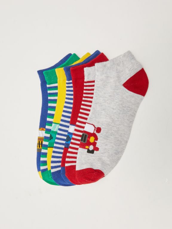 Patterned Boy's Booties Socks 7 Pieces