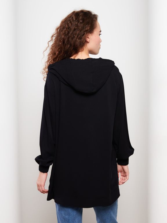 Hooded Regular Long Sleeve Oversize Women's Tunic