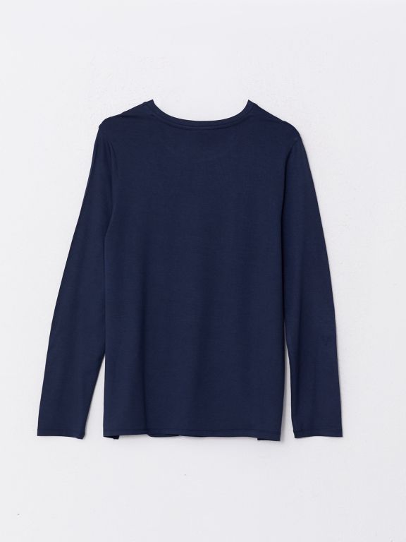 Crew Neck Printed Long Sleeve Women's T-shirt