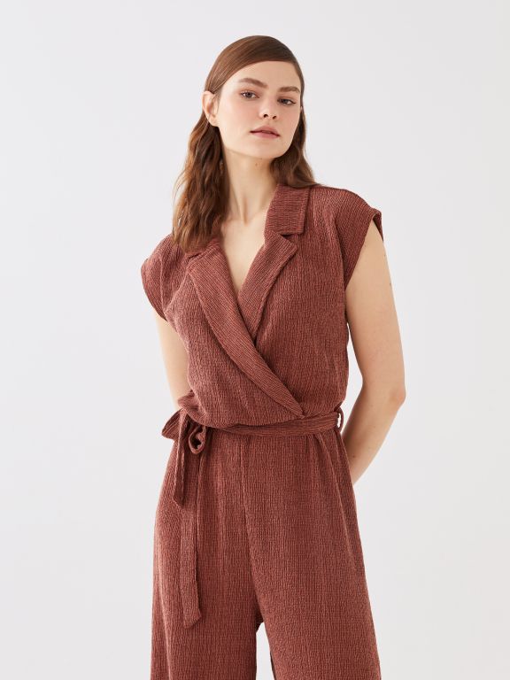 Women's Double Breasted Collar Straight Jumpsuit