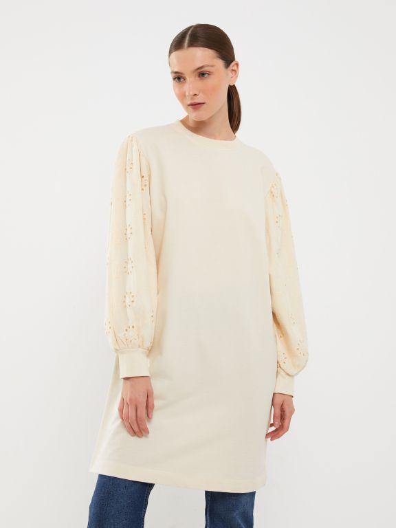 Crew Neck Embroidered Long Sleeve Women's Tunic
