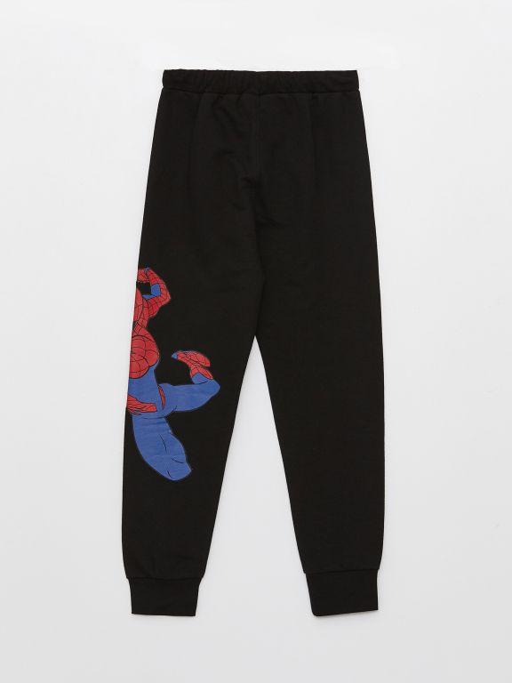 Elastic Waist Spiderman Printed Boy Jogger Sweatpants