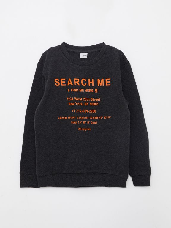 Crew Neck Printed Long Sleeve Boy Sweatshirt and Sweatpants