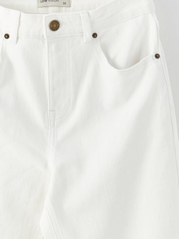 High Waisted Straight Fit Women's Denim Trousers