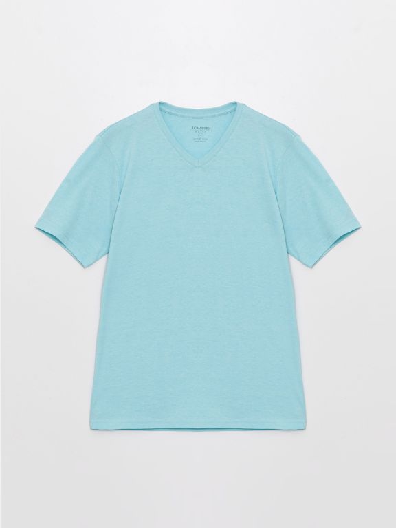 V Neck Short Sleeve Combed Cotton Men's T-shirt