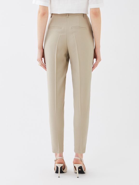 Women's High-Waisted Carrot Cut Plain Pants