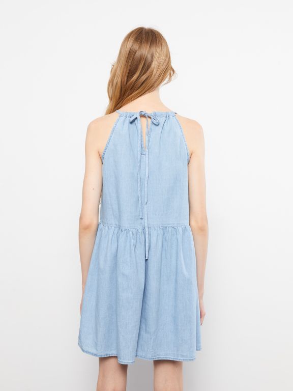 Halter Neck Straight Strap A-Line Women's Rodeo Jean Dress