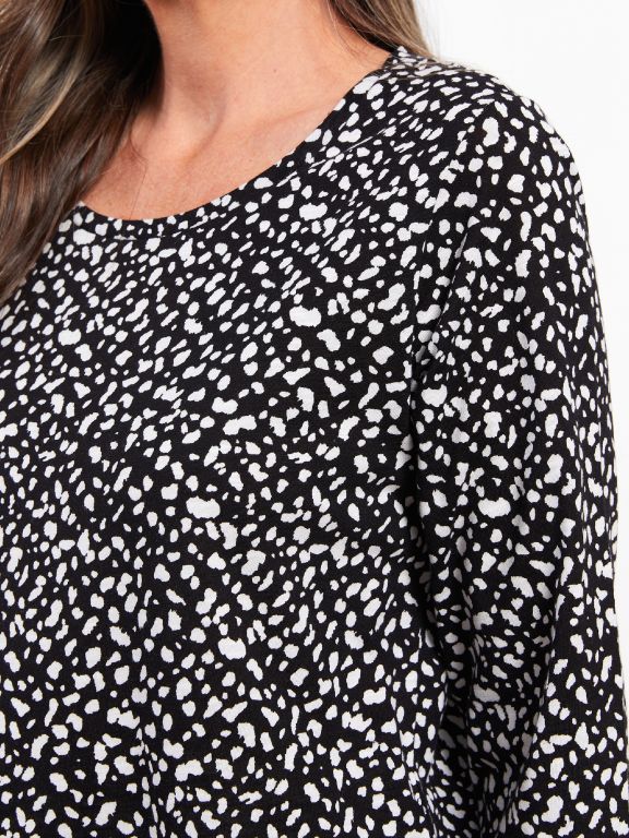 Crew Neck Patterned Long Sleeve Women's T-shirt