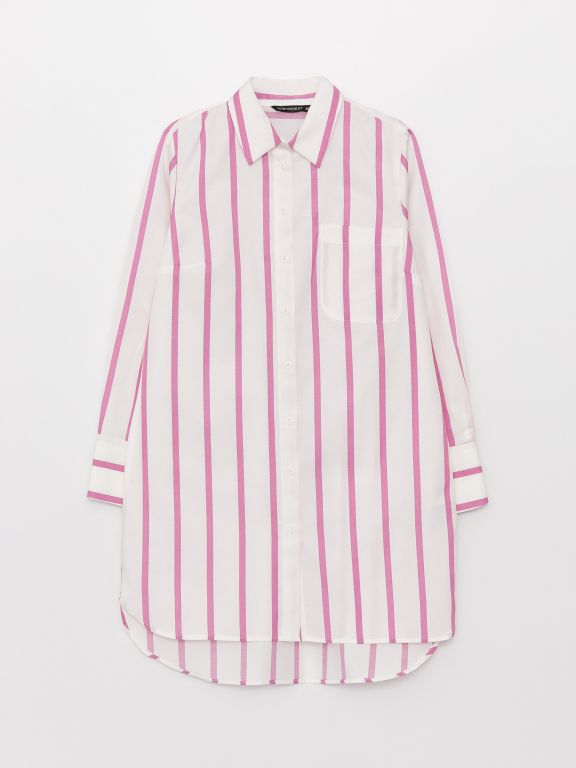 Shirt Collar Striped Long Sleeve Women's Tunic