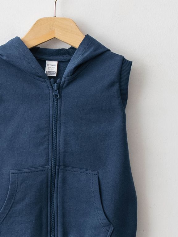 Hooded Basic Baby Boy Zippered Vest