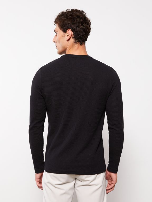 Crew Neck Long Sleeve Basic Men's T-shirt
