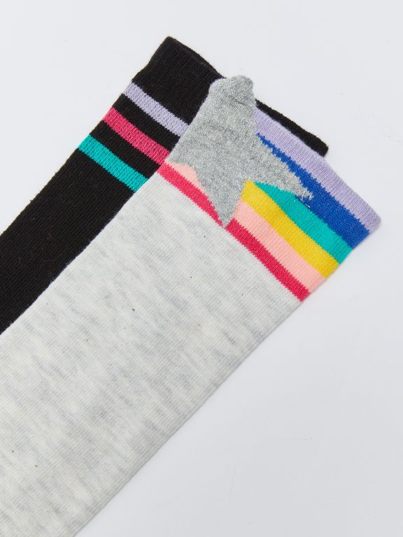 Patterned Girl Under Knee Socks 2 Pieces