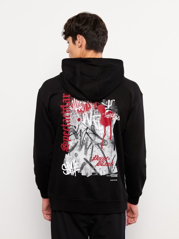 Oversize Hooded Long Sleeve Printed Men's Hoodie