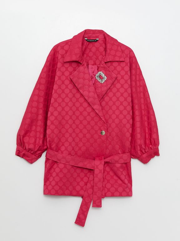 Self Patterned Balloon Sleeve Gabardine Women's Jacket