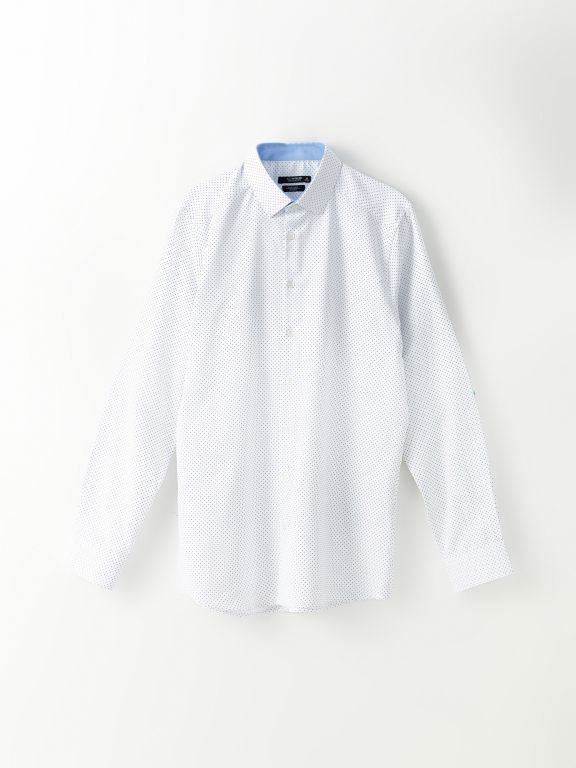 Slim Fit Long Sleeve Patterned Dobby Weave Men's Shirt