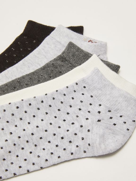 Patterned Glitter Detailed Women's Booties Socks 5-Pack