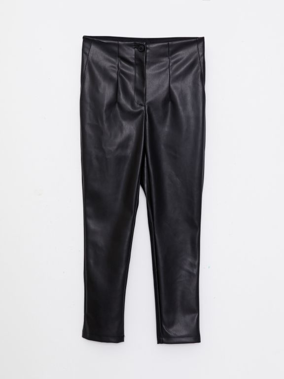 Standard Fit Regular Faux Leather Women's Trousers