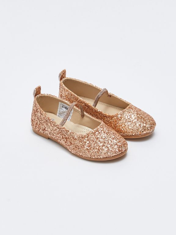 Silvery Elastic Girls Baby Flats
