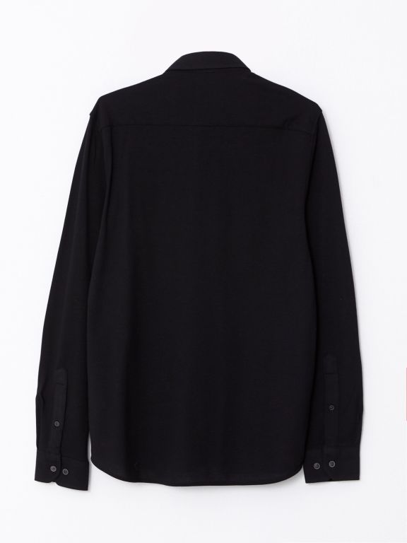Slim Fit Long Sleeve Knitted Men's Shirt