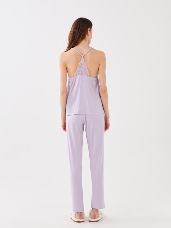 Women's V-Neck Lace Pajamas Set