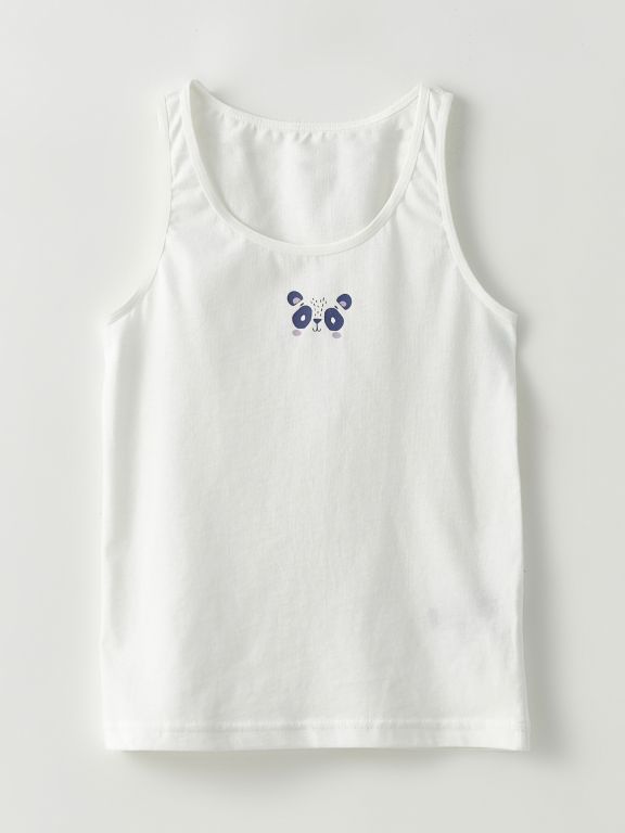 Crew Neck Printed Cotton Girl Singlet 2-Pack