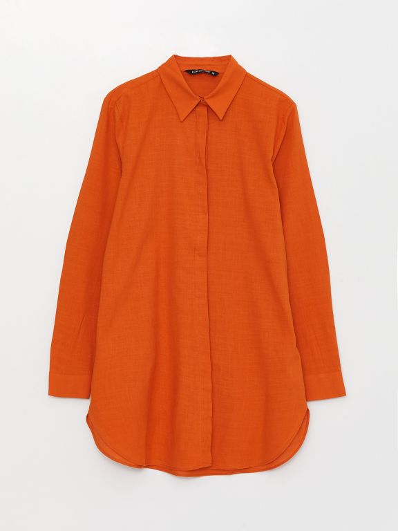 Shirt Collar Straight Long Sleeve Women's Tunic