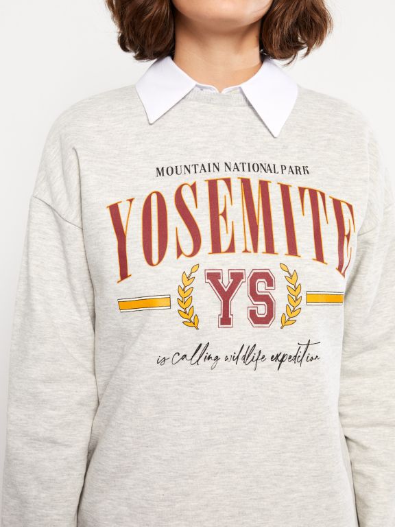 Crew Neck Printed Long Sleeve Women's Sweatshirt