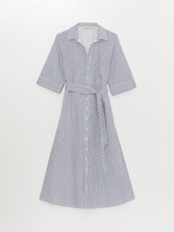 Striped Poplin Women's Shirt Dress