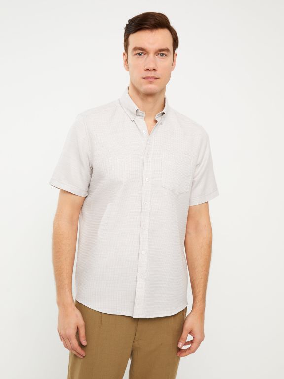 Regular Fit Men's Short Sleeve Dobby Shirt